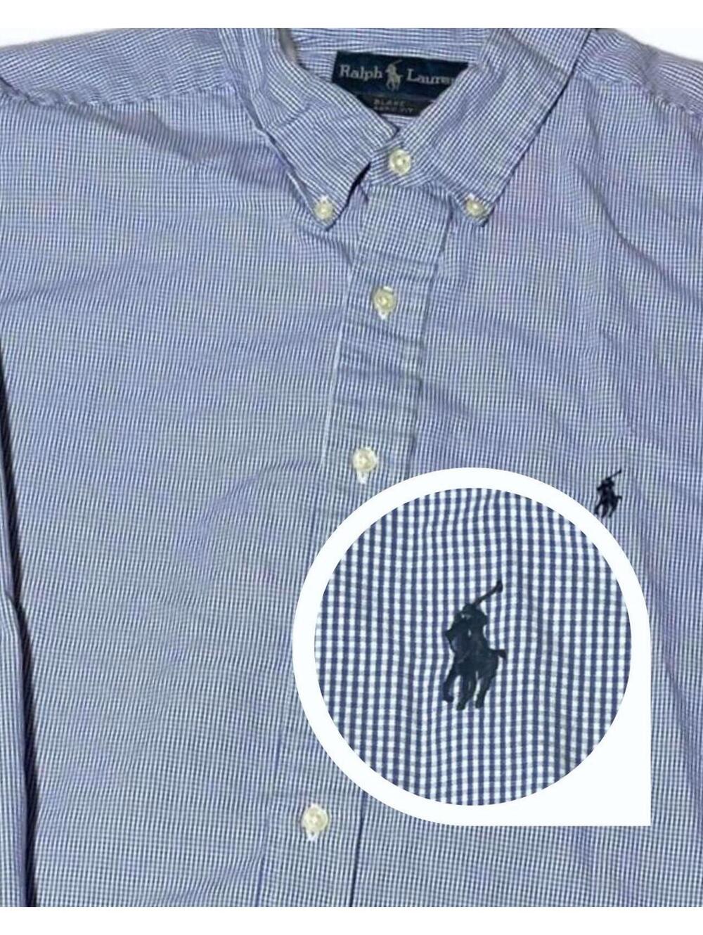 Ralph Lauren Blake Classic Fit Men's Button Down Blue Gingham Shirt Pony Logo XL